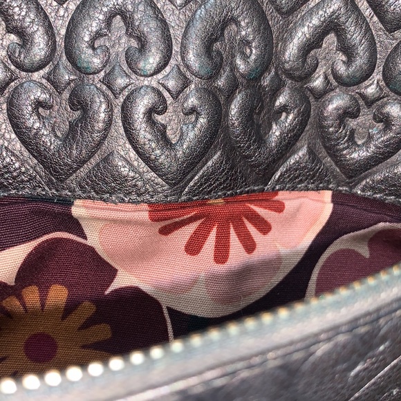 BRIGHTON! Pewter color leather bag. Kind of a heart pattern. - Picture 6 of 8